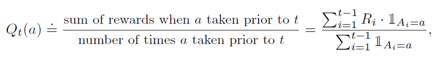 Equation of averaging rewards actually received. Source: [1]